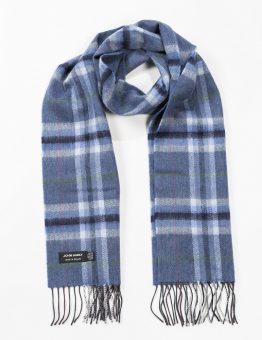 Merino Scarf in Denim Grey Plaid