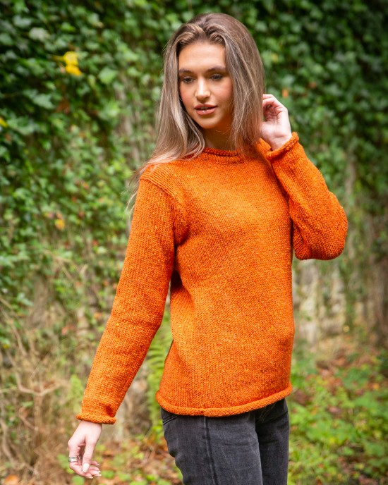 Roll Neck Fleck Tunic in Orange