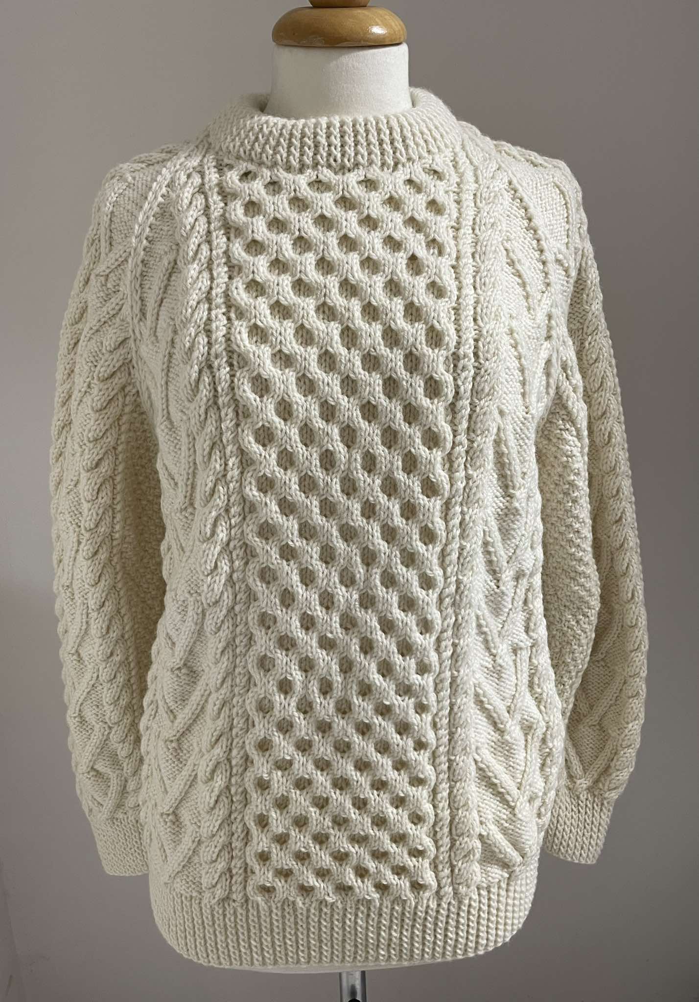 White Honeycomb Aran Sweater