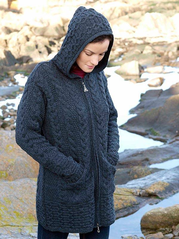 Hooded Zip Cardigan in Charcoal