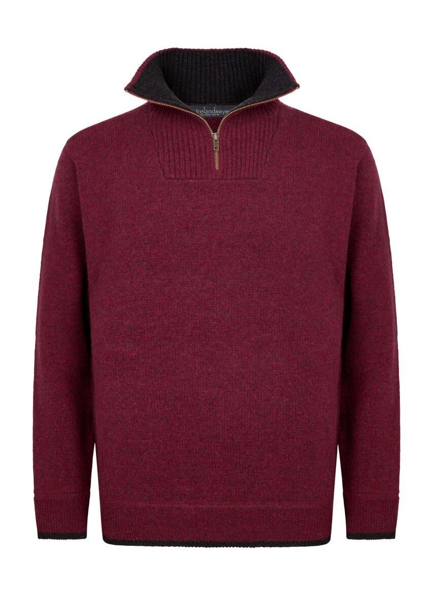 Lambswool Zip Neck in Burgundy