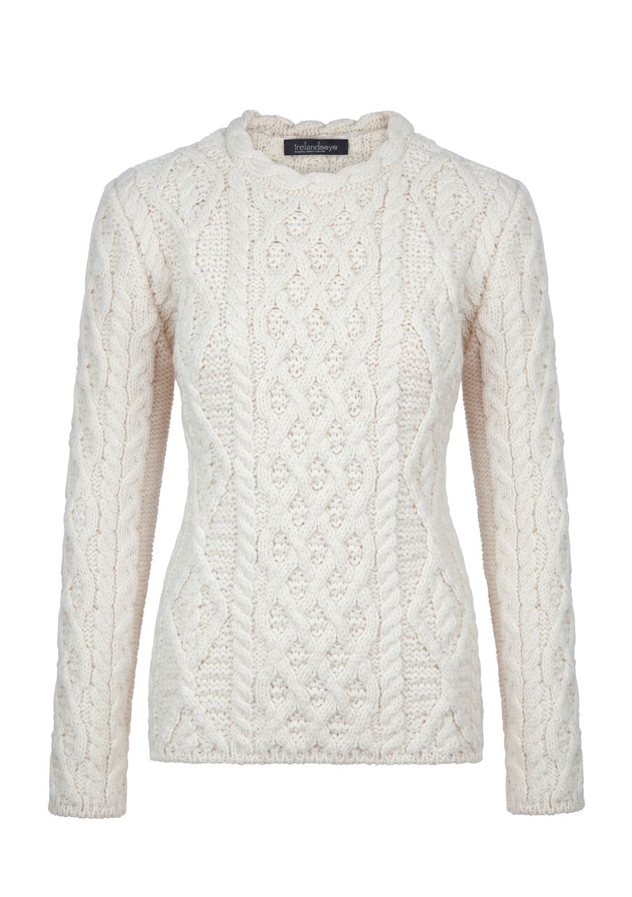 Cable Aran Knit Sweater in White