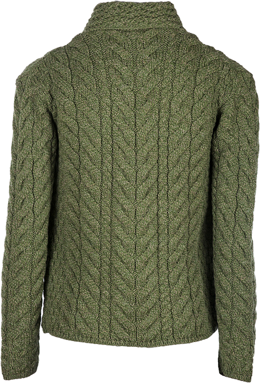 Merino Roll Neck Cardigan in Green