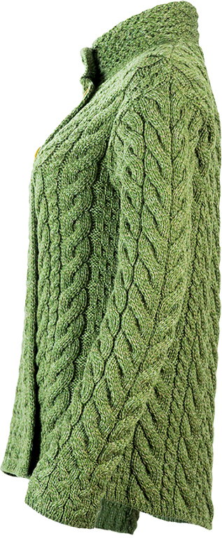 Merino Roll Neck Cardigan in Green