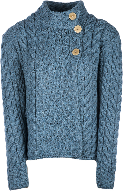 Merino Roll Neck Cardigan in Jade