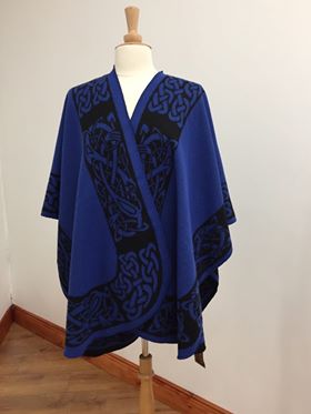 Reversible Celtic Shawl in Blue and Black
