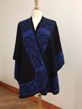 Reversible Celtic Shawl in Blue and Black