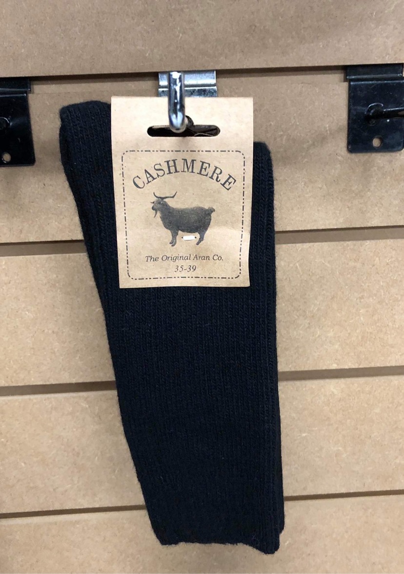 Cashmere and Wool Black Socks in Size 3-7