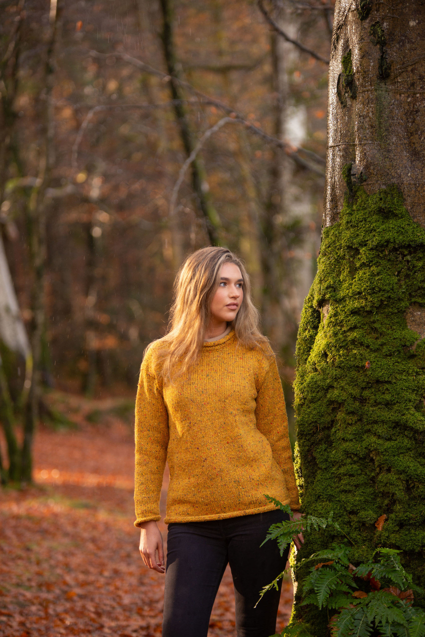 Roll Neck Fleck Tunic in Yellow