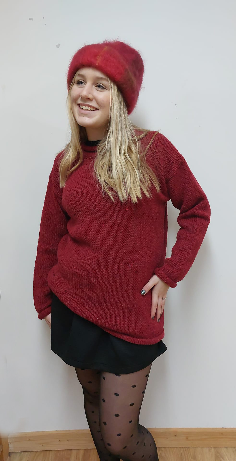 Roll Neck Fleck Tunic in Red