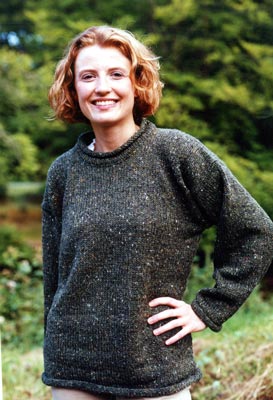 Roll Neck Fleck Tunic in Green