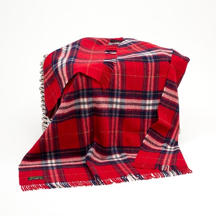 Large Wool Throw in Red Tartan