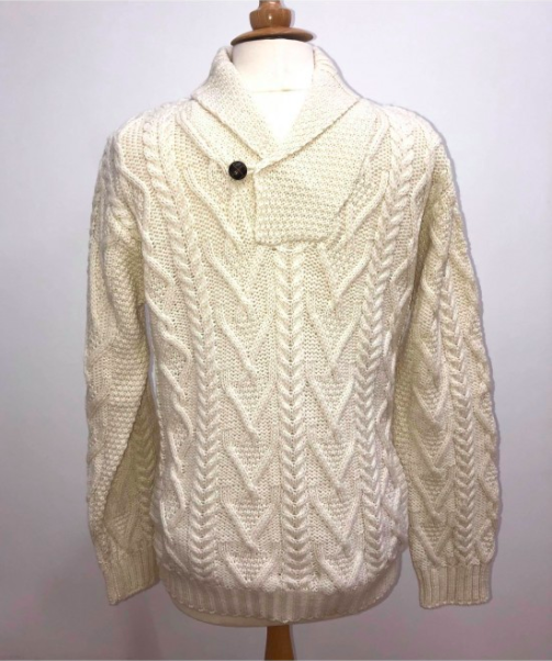 Shawl Collar Sweater in White