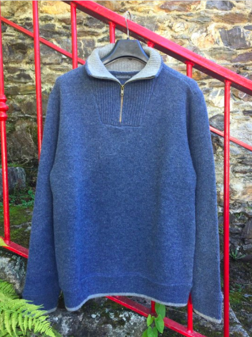Lambswool Zip Neck in Blue