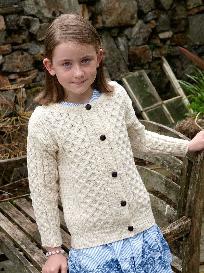 Round Neck Aran Cardigan