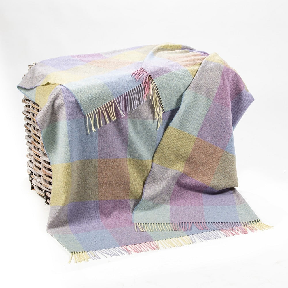 Pink, Blue, Yellow and Lilac Lambswool Blanket