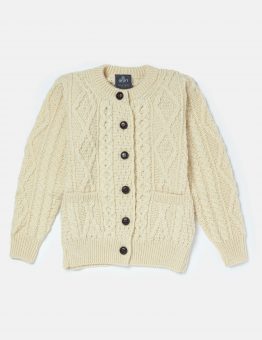 Aran Knit Cardigan in Worsted Wool
