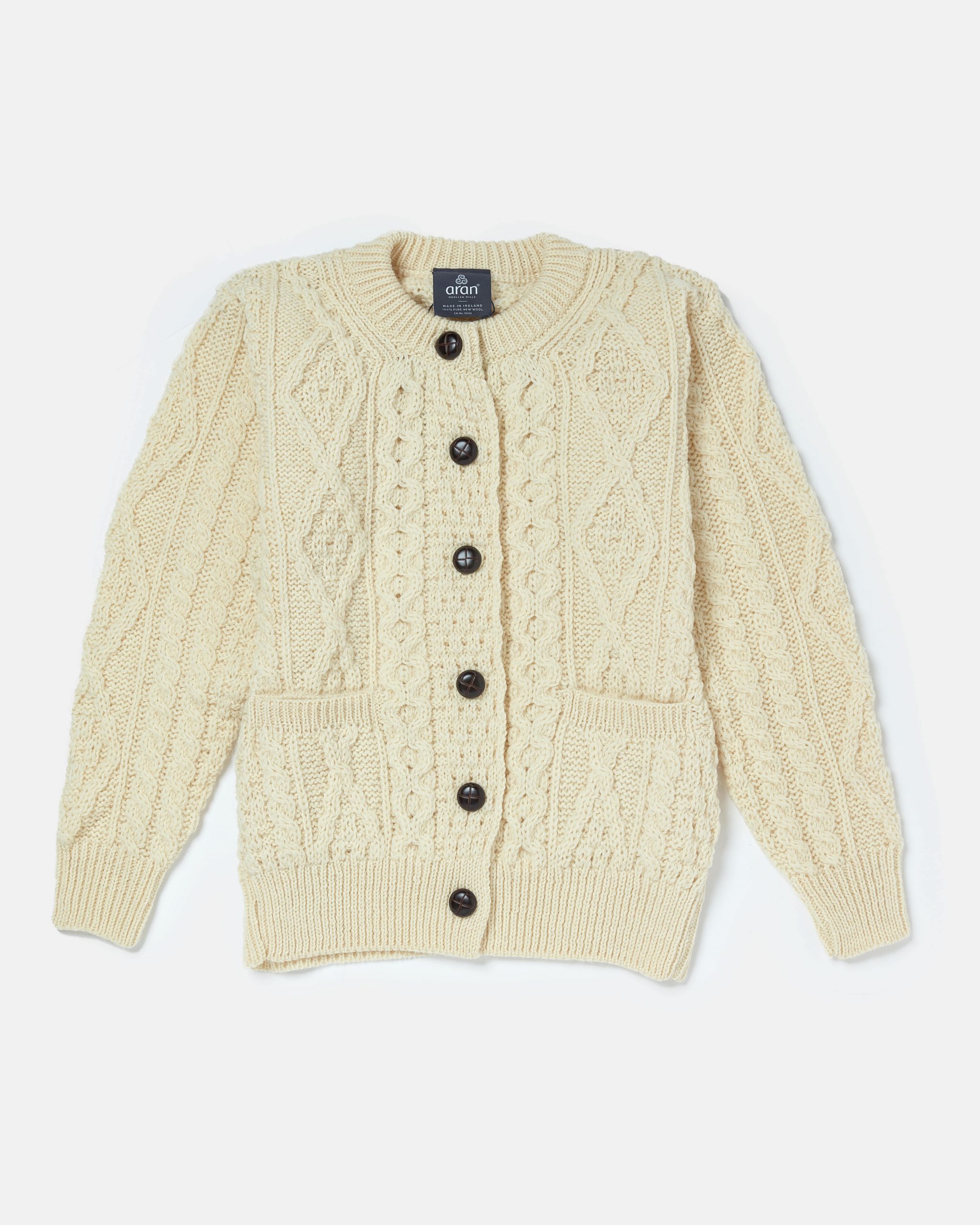 Aran Knit Cardigan in Worsted Wool