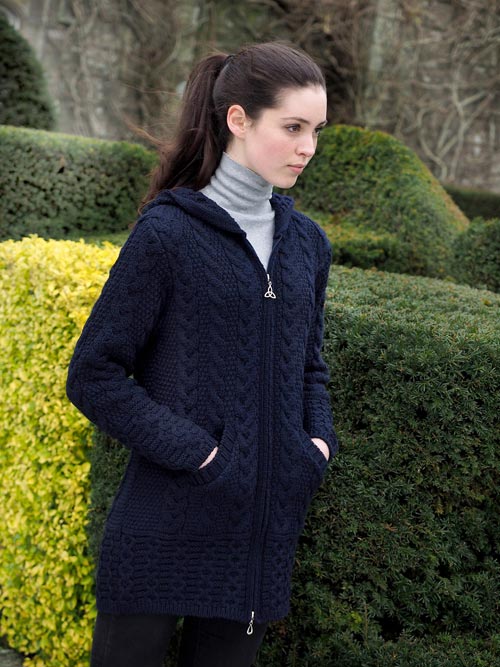 Hooded Zip Cardigan in Navy
