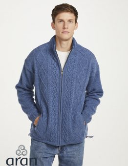 Lined Zip Cardigan in Light Blue