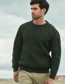 Aran Crewneck With Tweed Patches