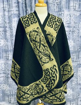 Reversible Celtic Shawl in Black and Beige