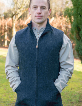 Dark Blue Tweed Wool Body Warmer