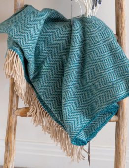 Aqua Herringbone Throw